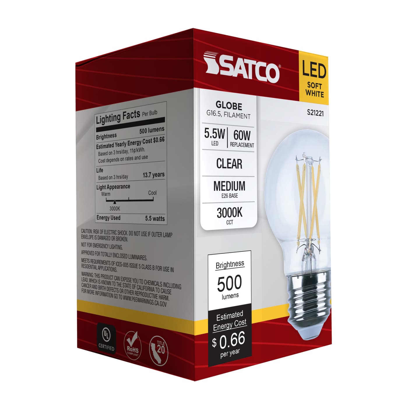 5.5G16.5/LED/CL/930/120V/E26 - S21221