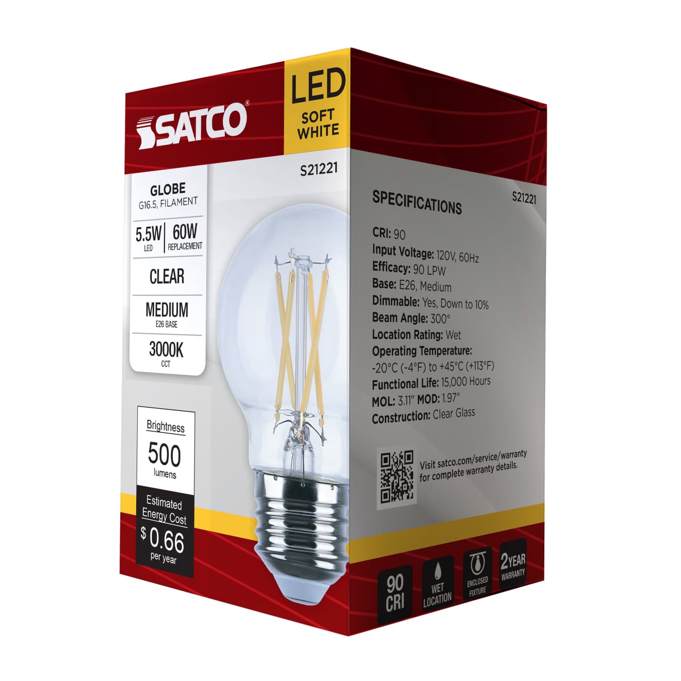 5.5G16.5/LED/CL/930/120V/E26 - S21221