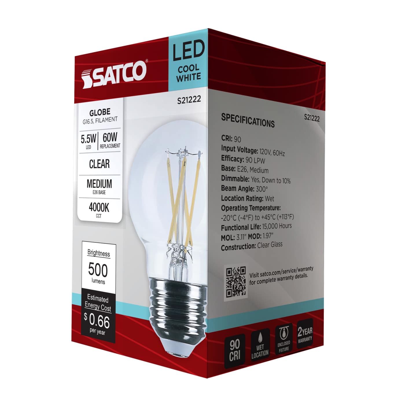 5.5G16.5/LED/CL/940/120V/E26 - S21222