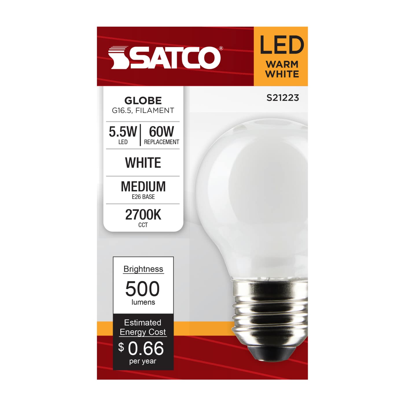 5.5G16.5/LED/WH/927/120V/E26 - S21223