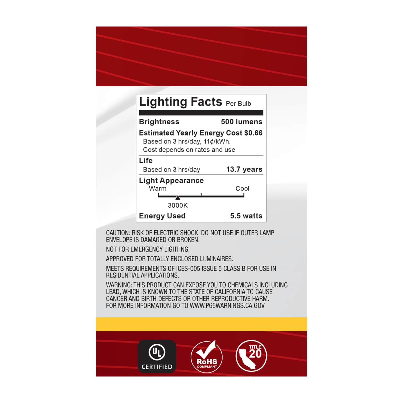 5.5G16.5/LED/WH/930/120V/E26 - S21224