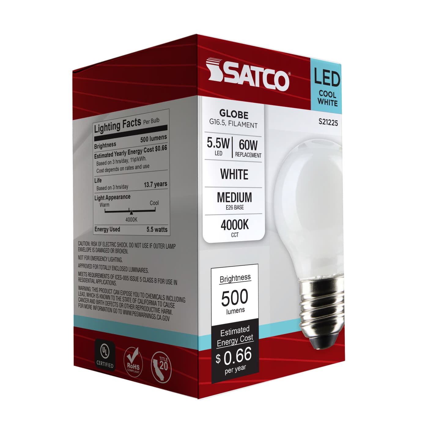 5.5G16.5/LED/WH/940/120V/E26 - S21225