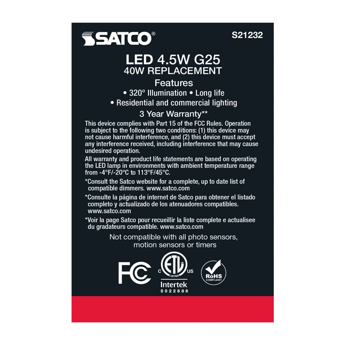 4.5G25/LED/WH/940/120V - S21232