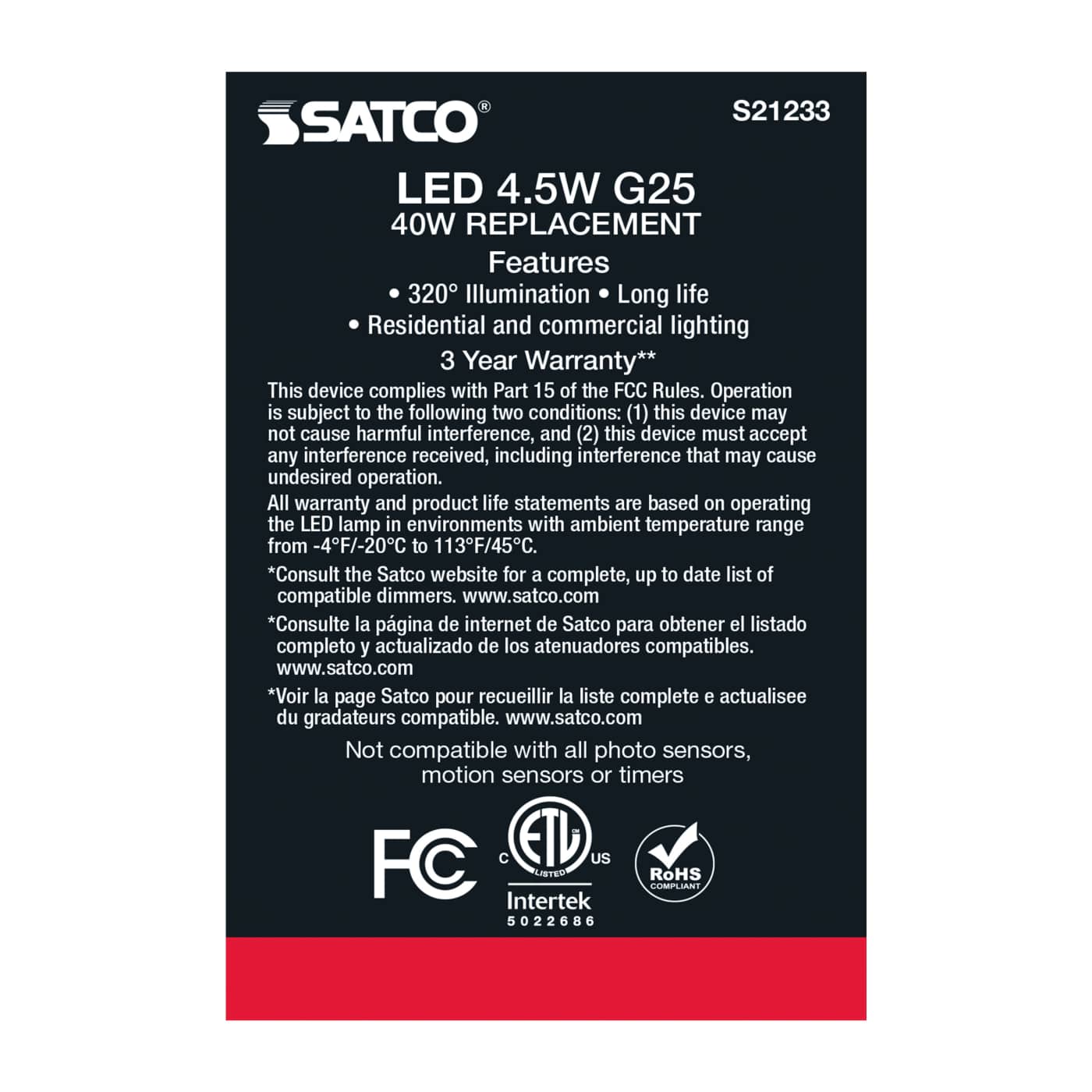 4.5G25/LED/WH/950/120V - S21233