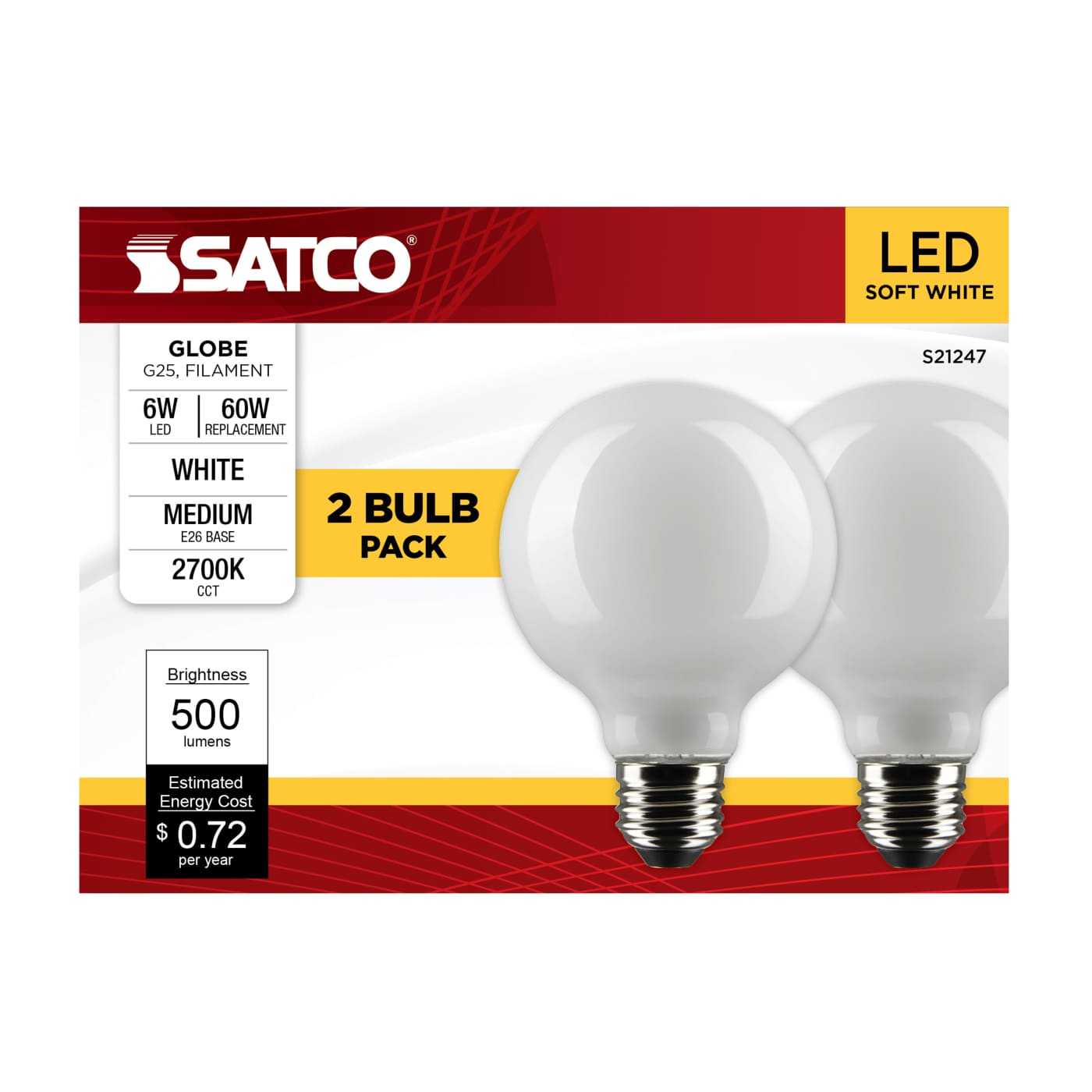 6G25/LED/WH/927/120V/2PK - S21247