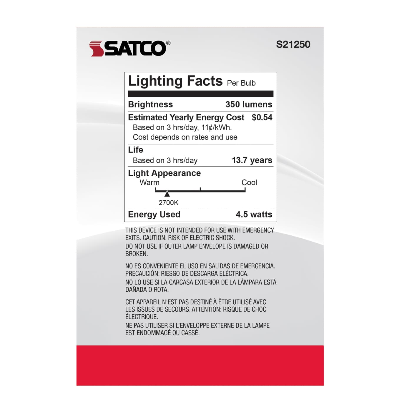 4.5G40/WH/LED/E26/927/120V - S21250