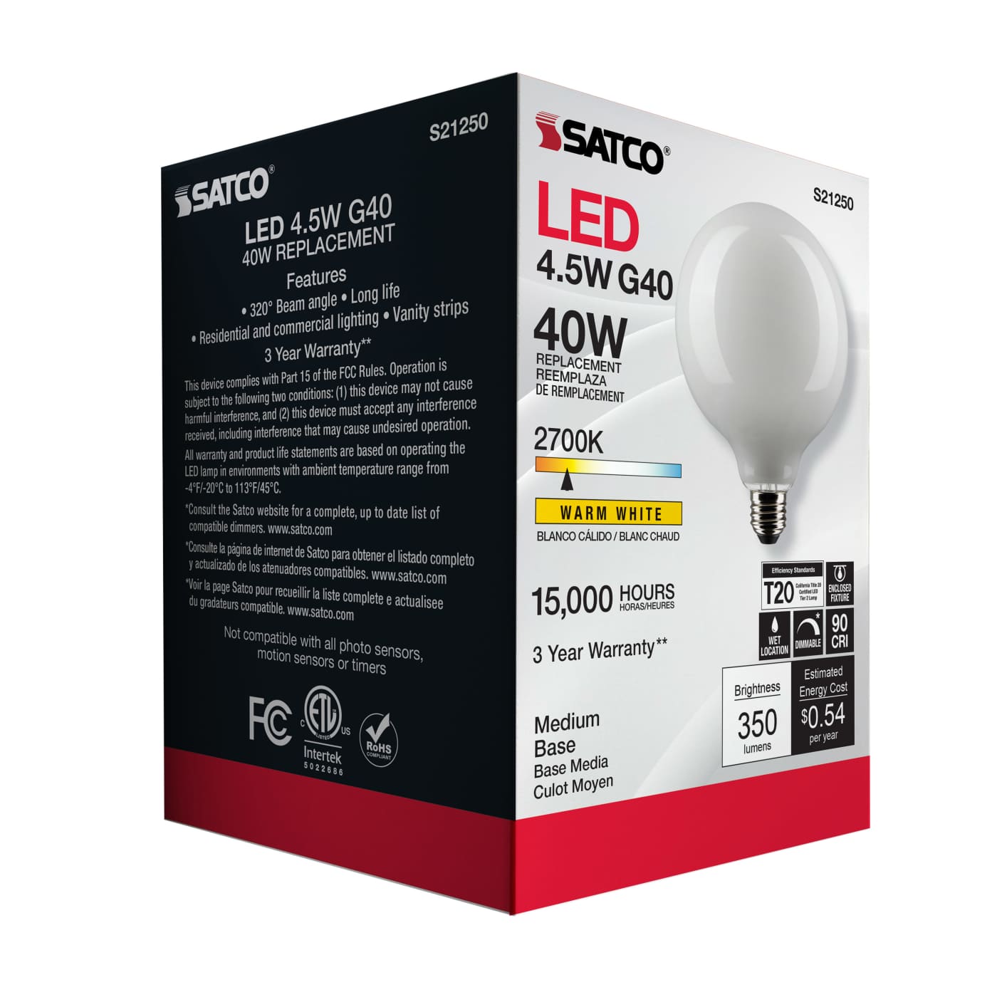 4.5G40/WH/LED/E26/927/120V - S21250