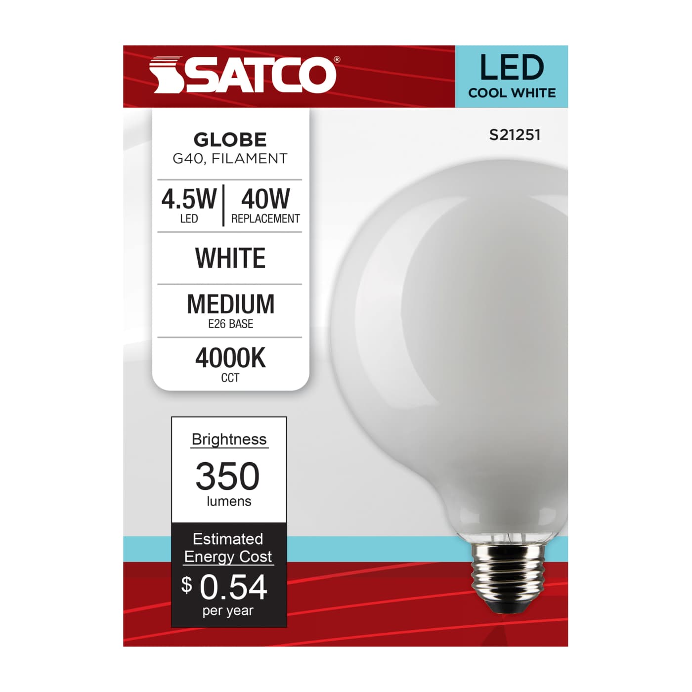 4.5G40/WH/LED/E26/940/120V - S21251