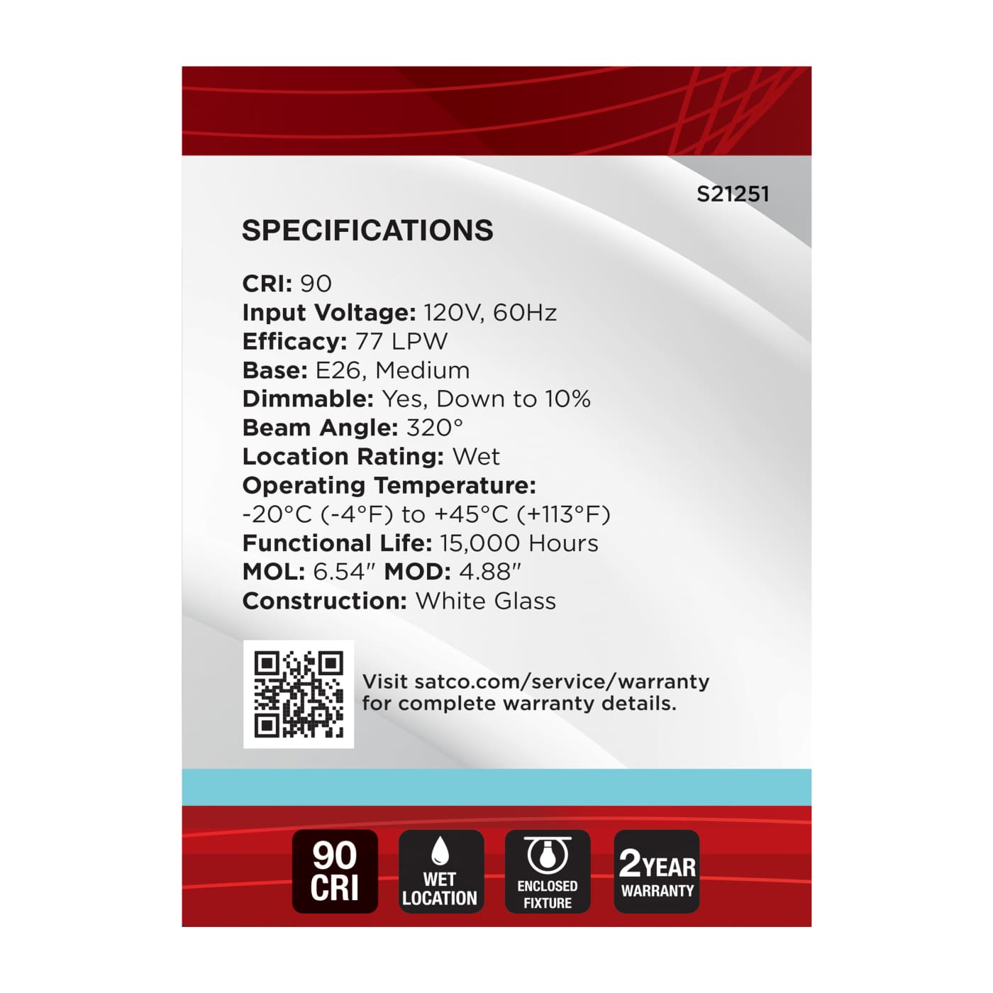 4.5G40/WH/LED/E26/940/120V - S21251