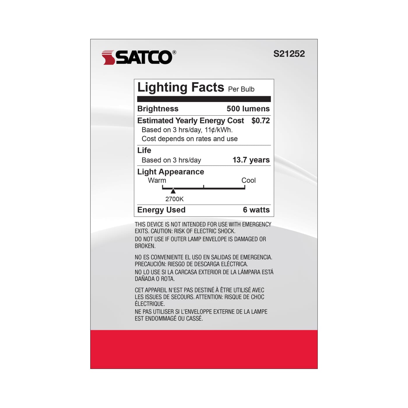 6G40/CL/LED/E26/927/120V - S21252