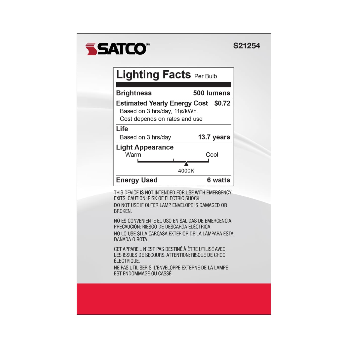 6G40/CL/LED/E26/940/120V - S21254