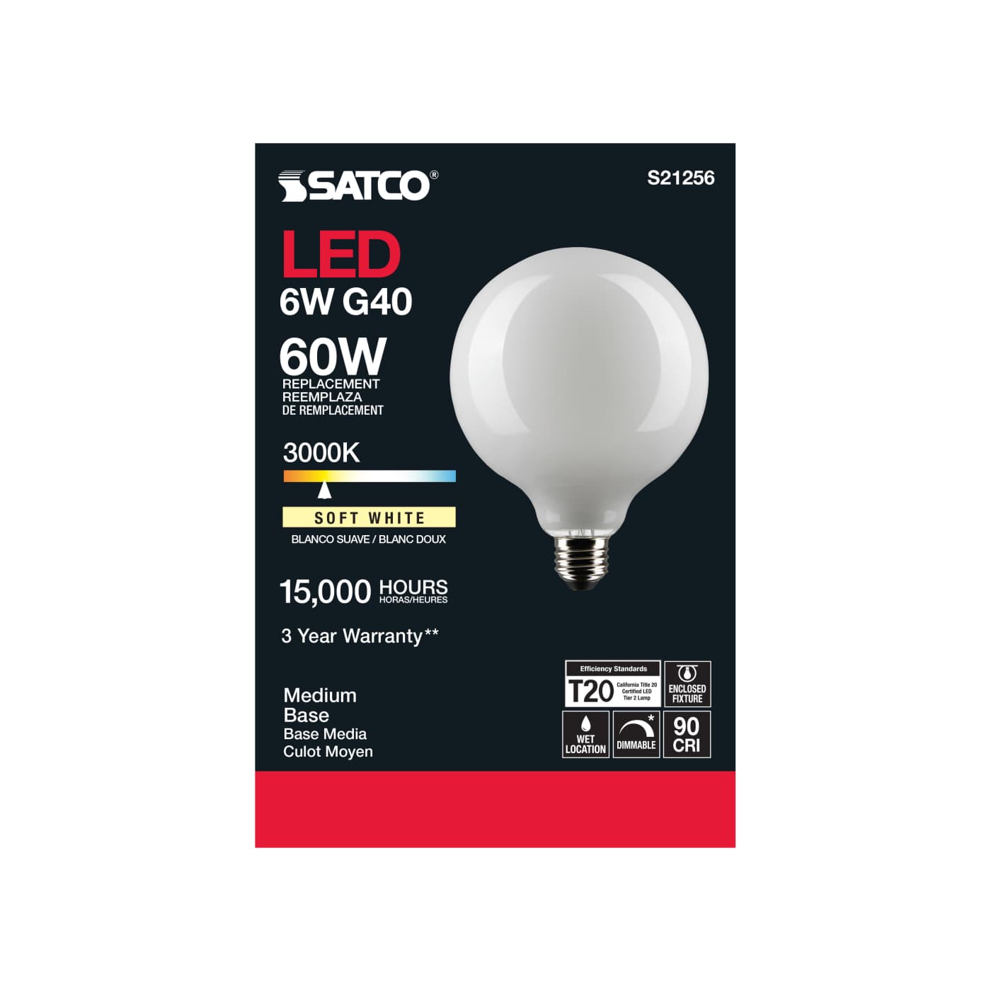 6G40/WH/LED/E26/930/120V - S21256