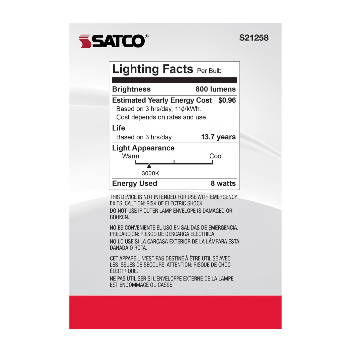 8G40/CL/LED/E26/930/120V - S21258