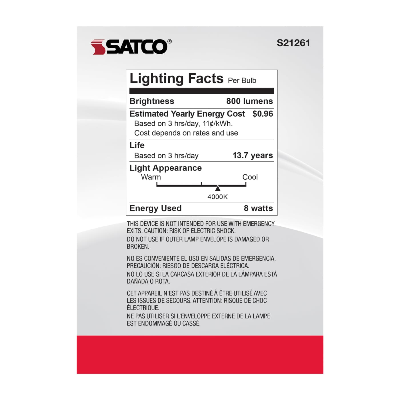 8G40/WH/LED/E26/940/120V - S21261