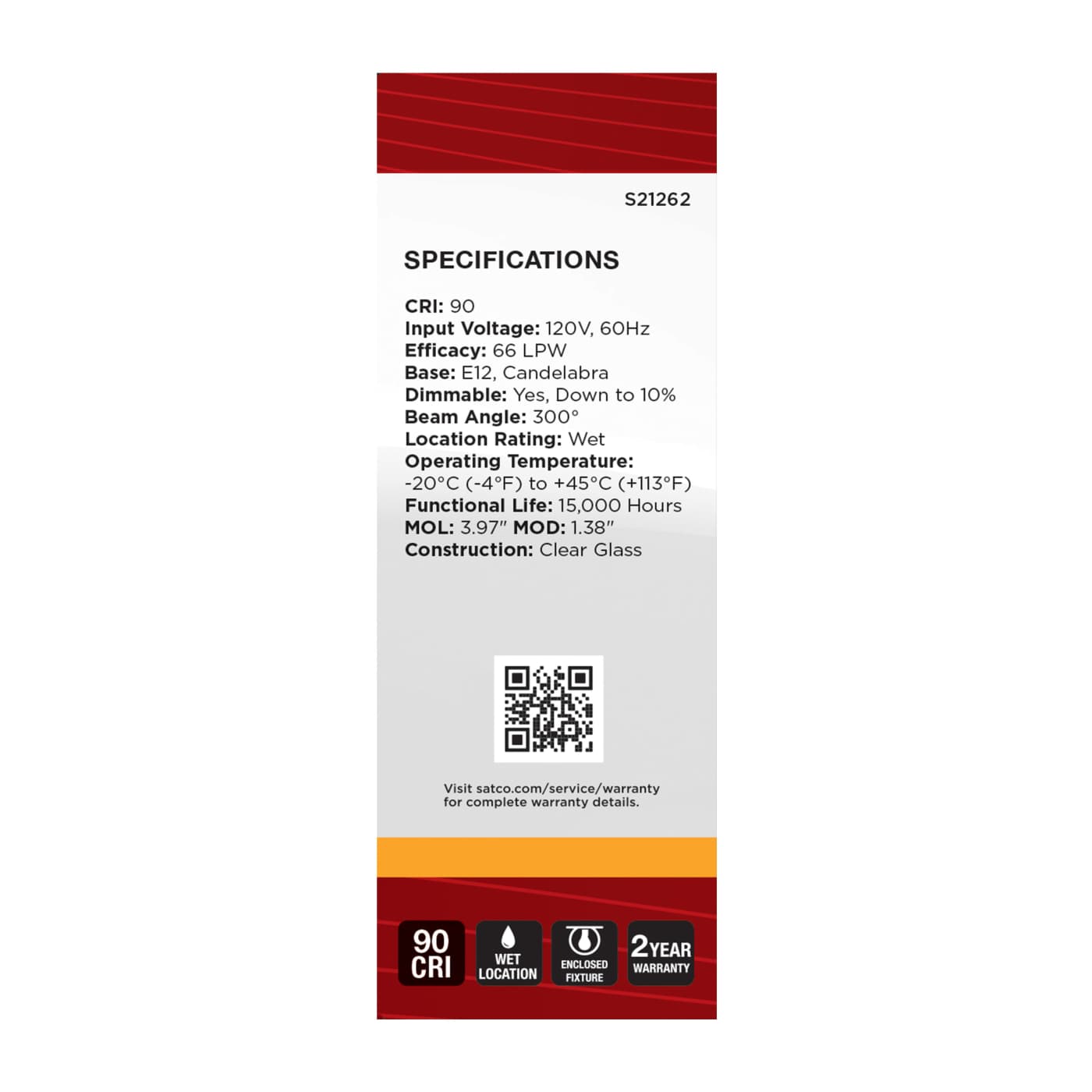 3B11/LED/927/CL/120V/E12 - S21262