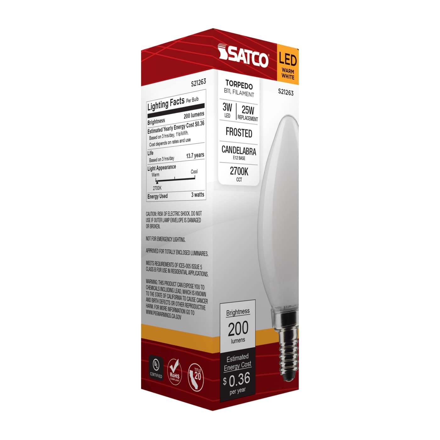 3B11/LED/927/FR/120V/E12 - S21263