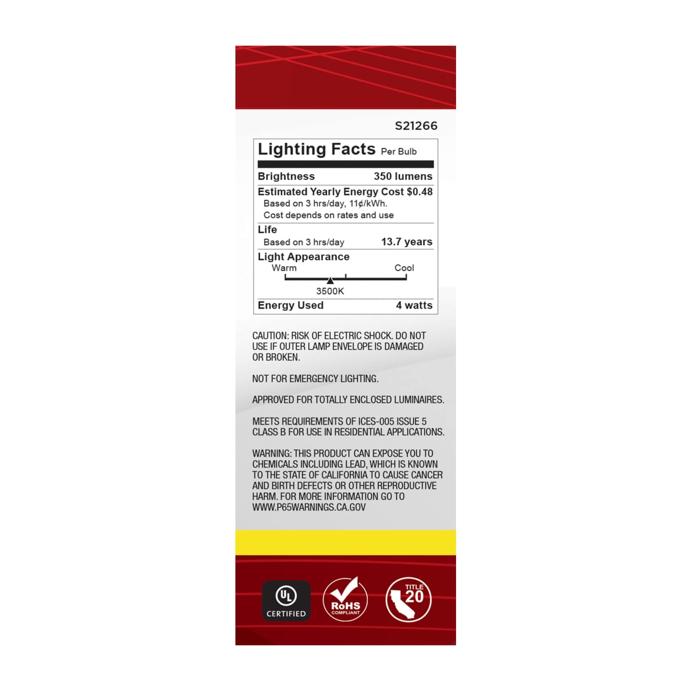 4B11/LED/935/CL/120V/E12 - S21266