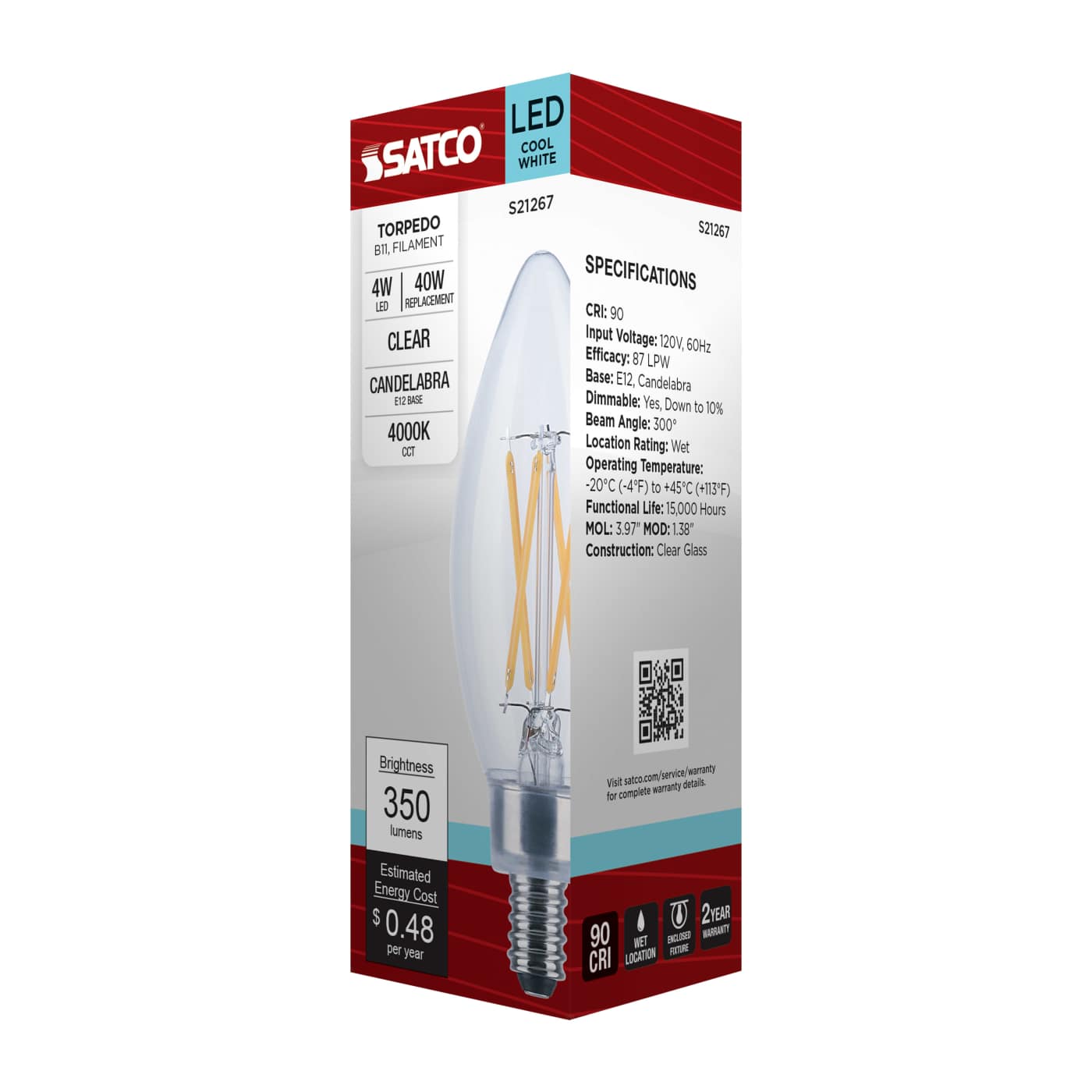 4B11/LED/940/CL/120V/E12 - S21267