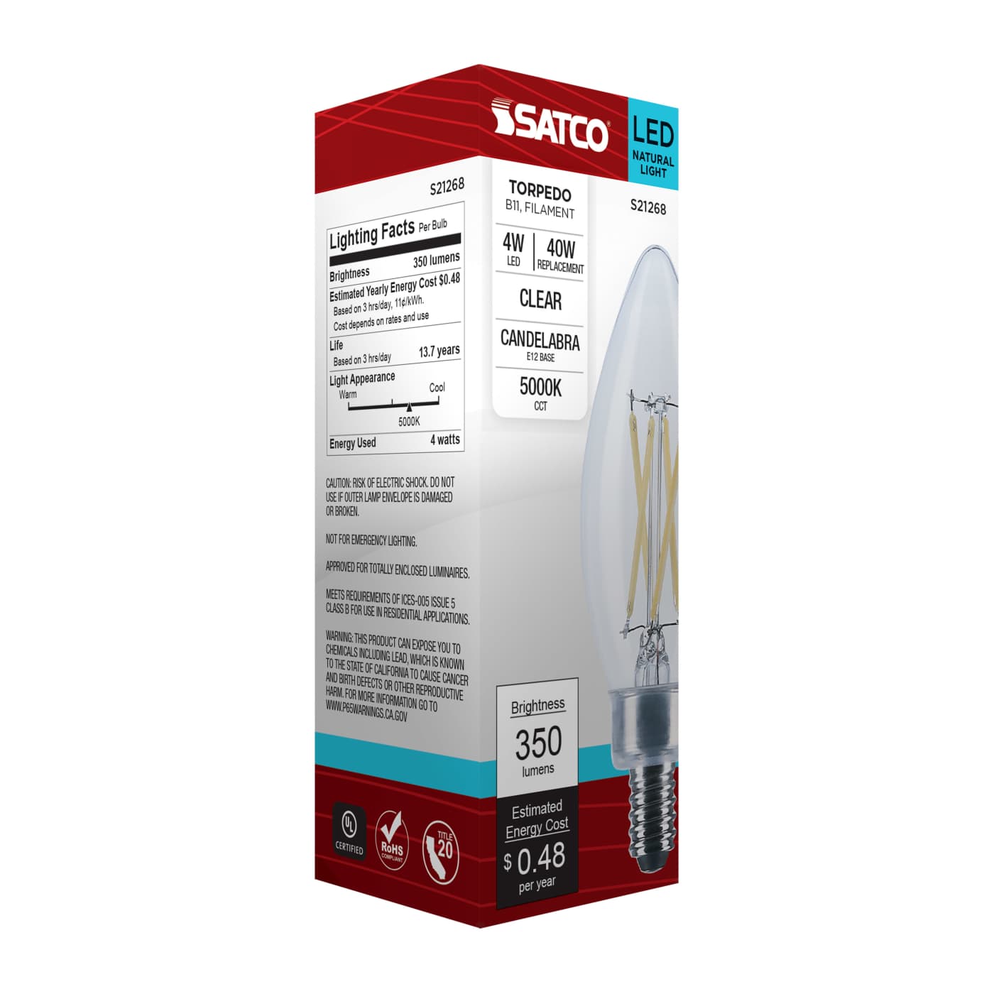 4B11/LED/950/CL/120V/E12 - S21268