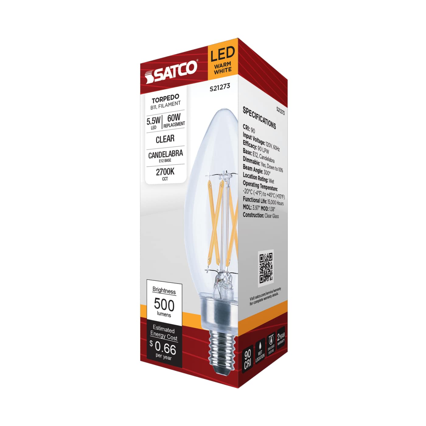 5.5B11/LED/927/CL/120V/E12 - S21273