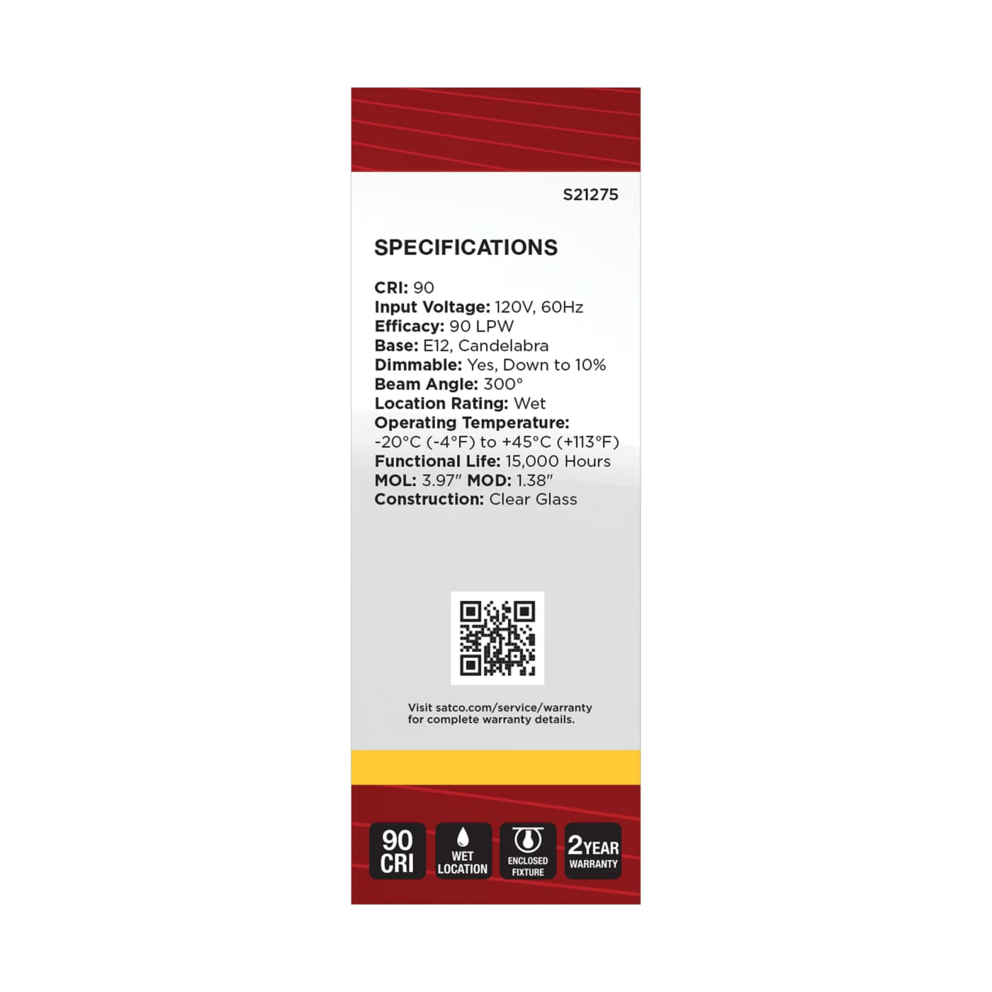 5.5B11/LED/935/CL/120V/E12 - S21275