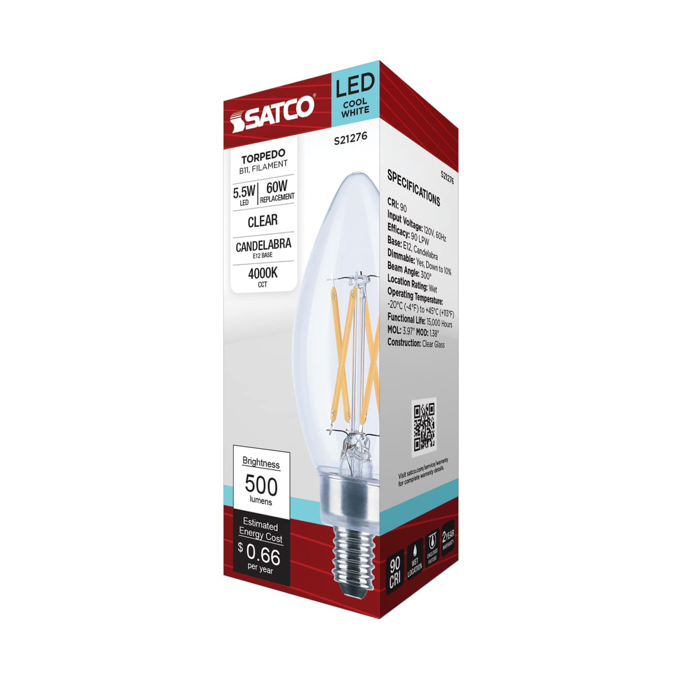 5.5B11/LED/940/CL/120V/E12 - S21276