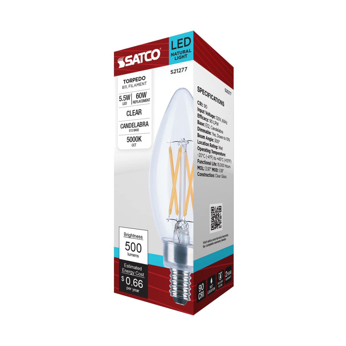 5.5B11/LED/950/CL/120V/E12 - S21277