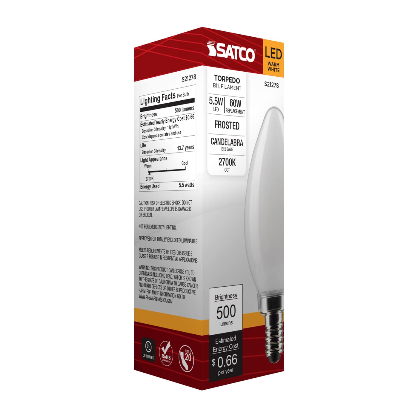 5.5B11/LED/927/FR/120V/E12 - S21278