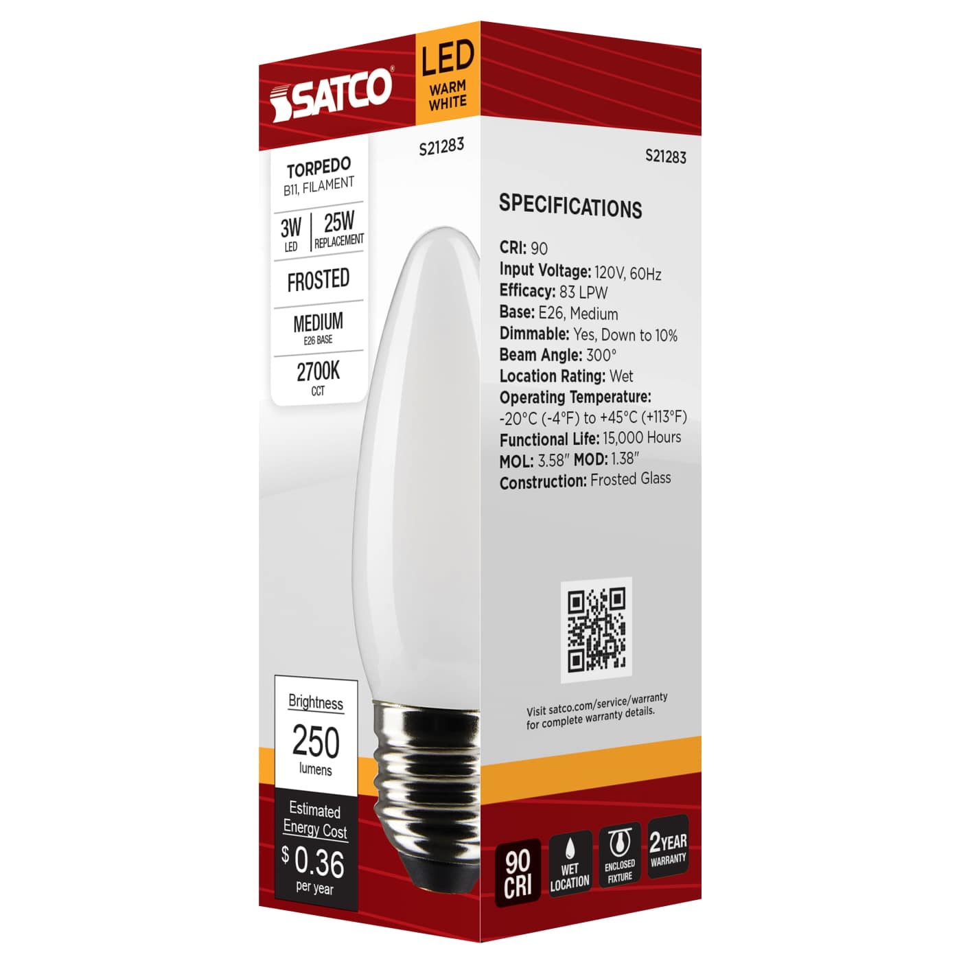 3B11/LED/927/FR/120V/E26 - S21283