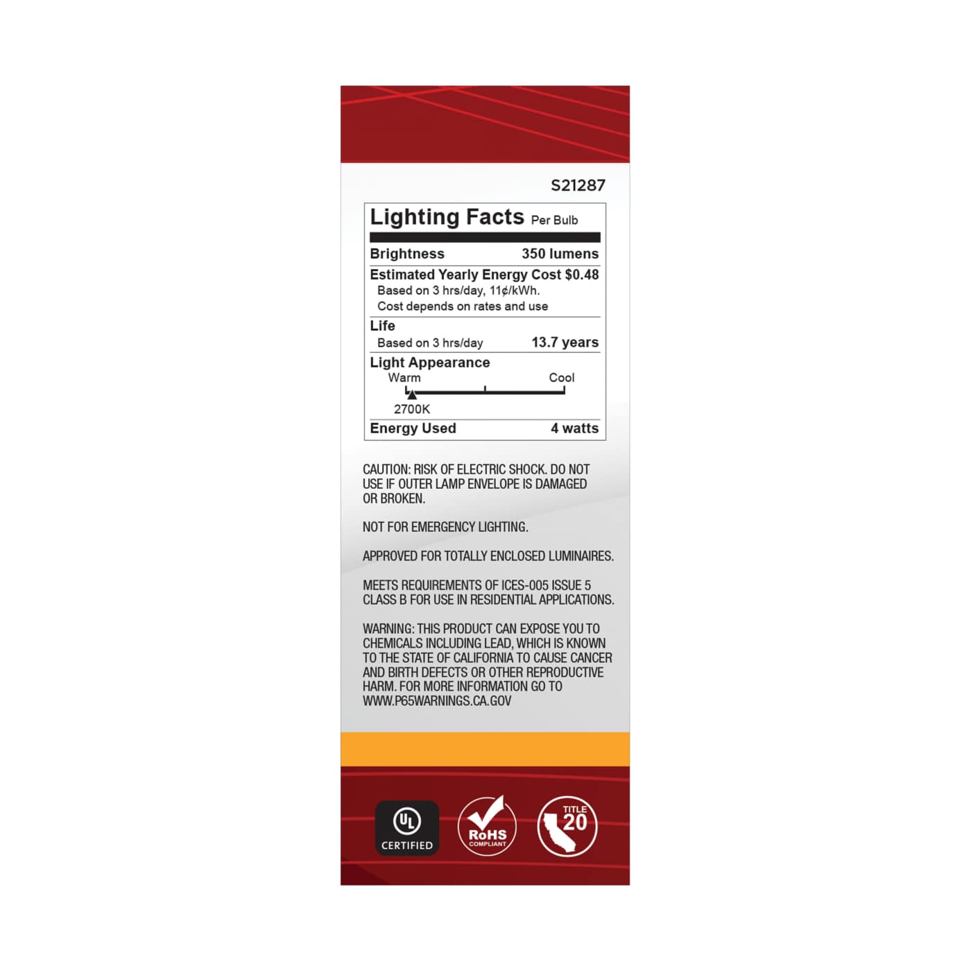 4B11/LED/927/FR/120V/E26 - S21287