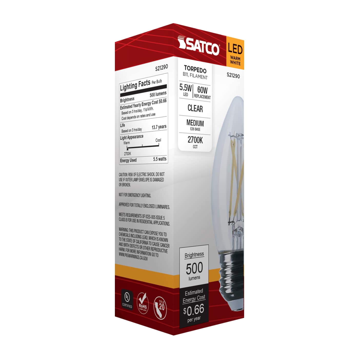 5.5B11/LED/927/CL/120V/E26 - S21290