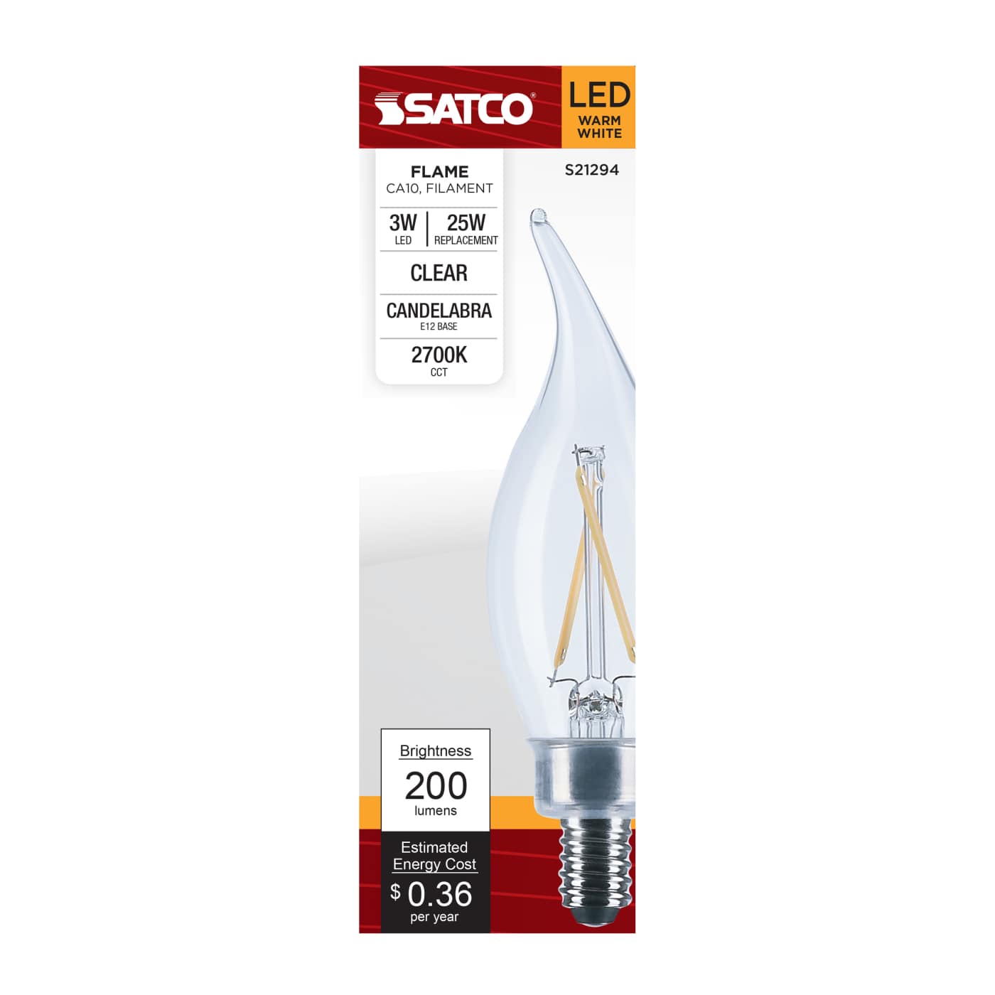 3CA10/LED/927/CL/120V/E12 - S21294