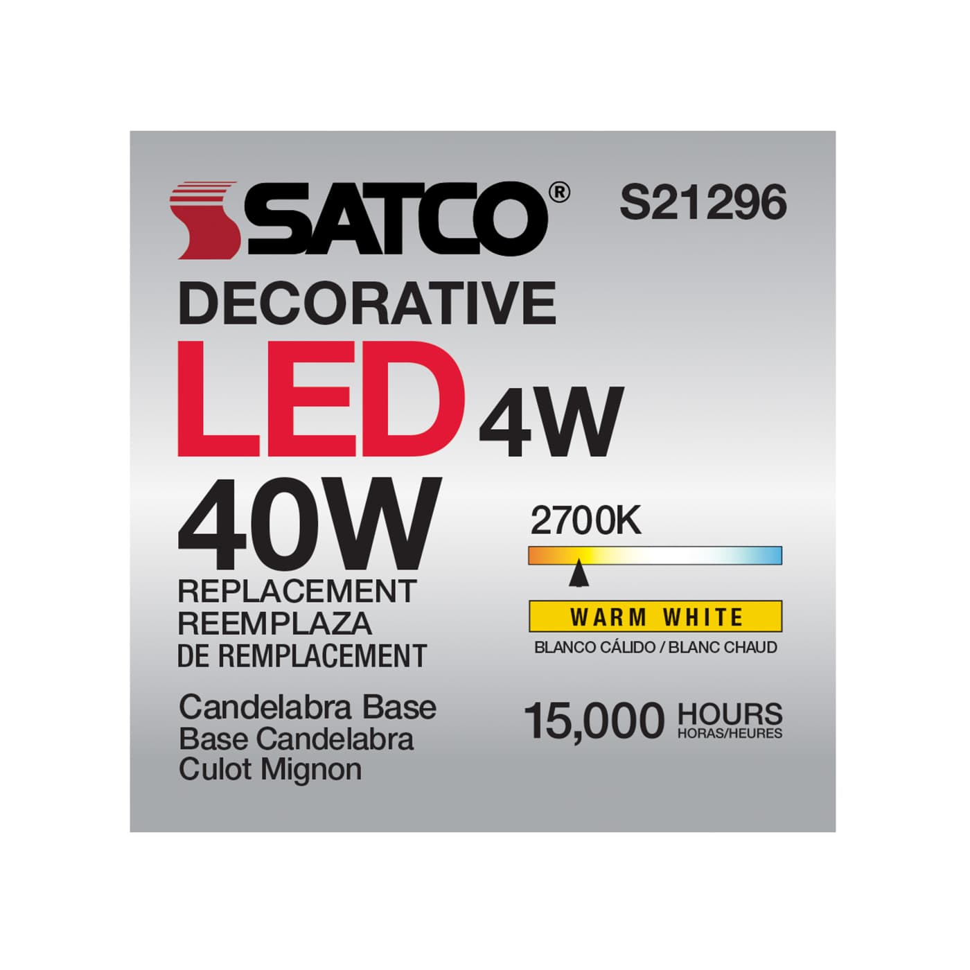 4CA10/LED/927/CL/120V/E12 - S21296