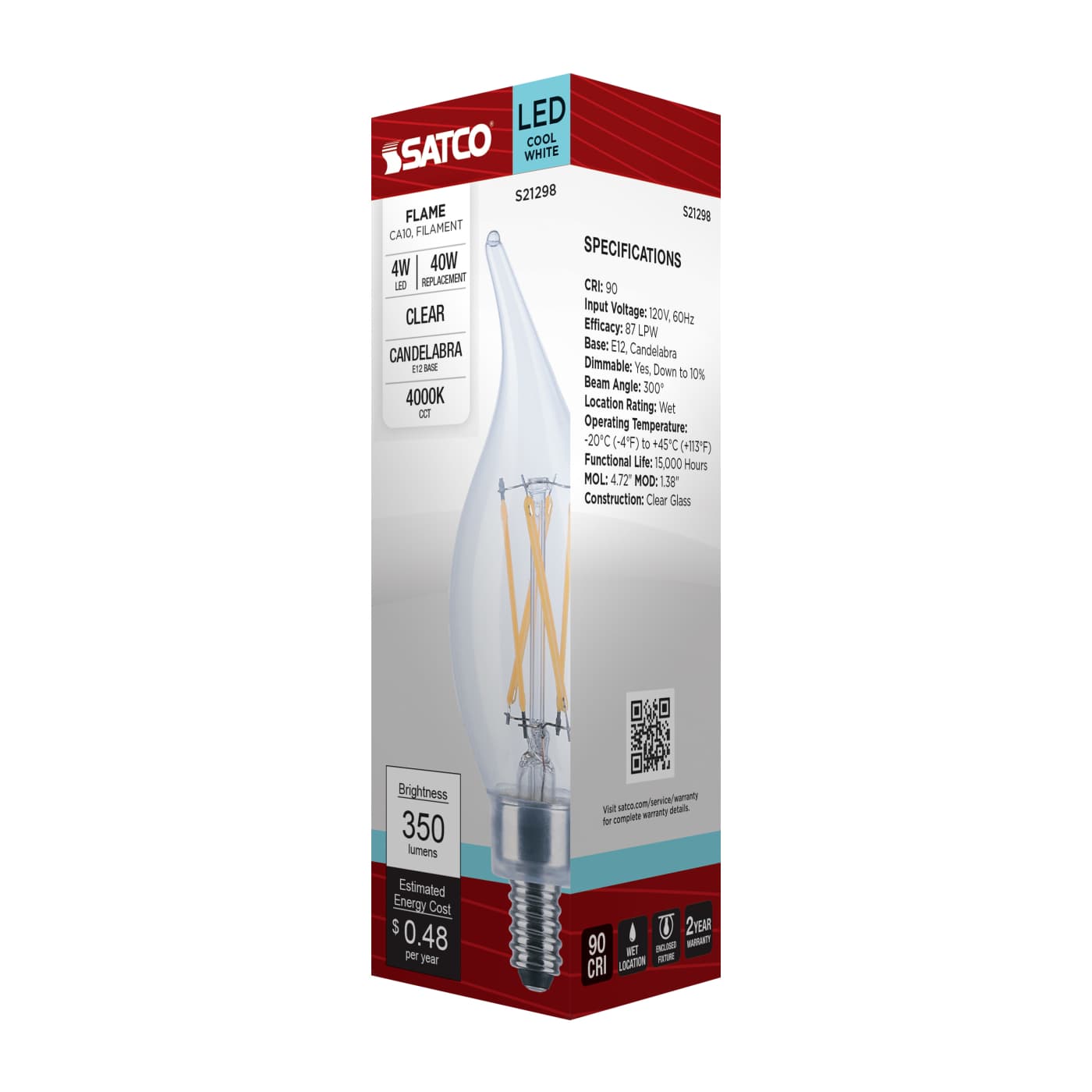 4CA10/LED/940/CL/120V/E12 - S21298