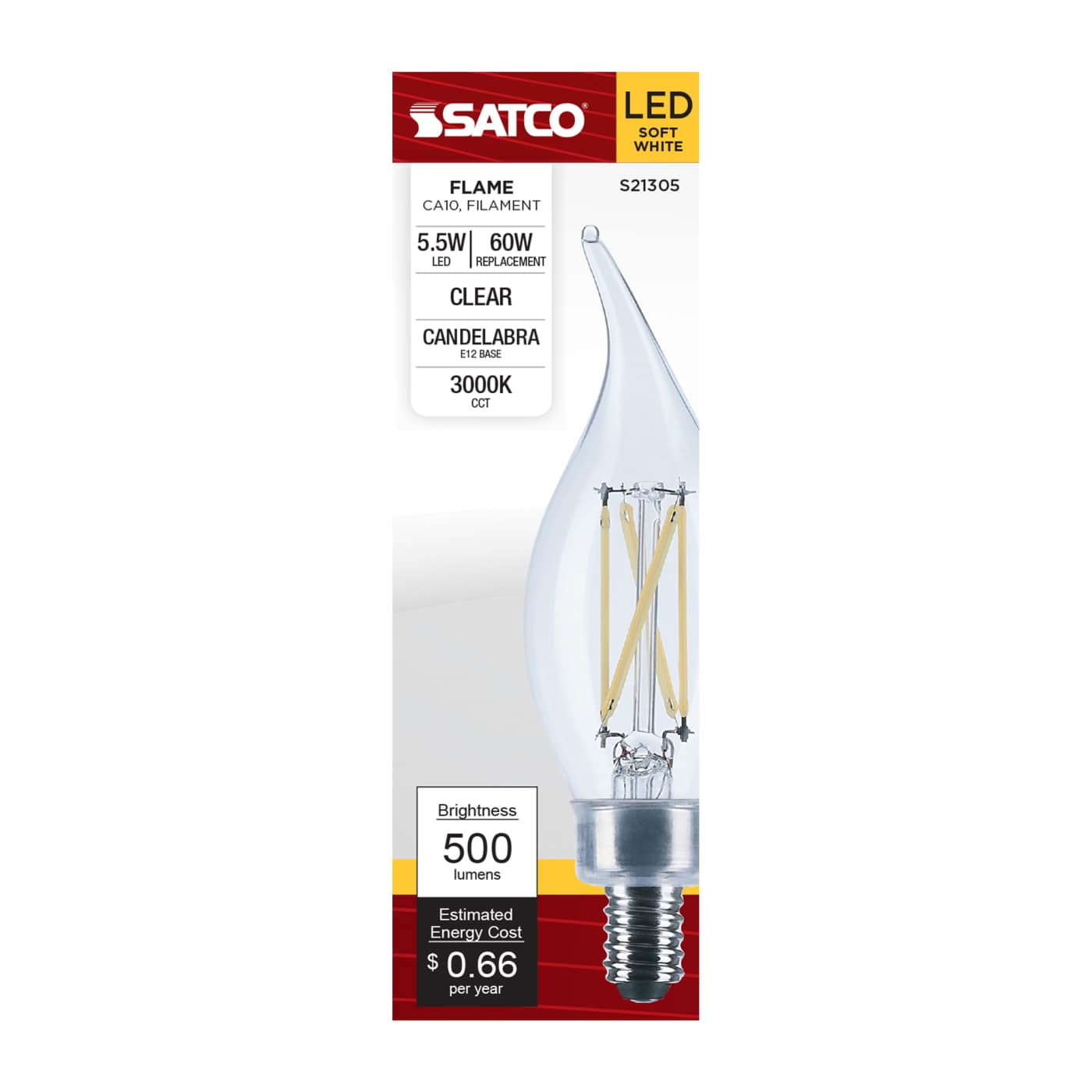 5.5CA10/LED/930/CL/120V/E12 - S21305