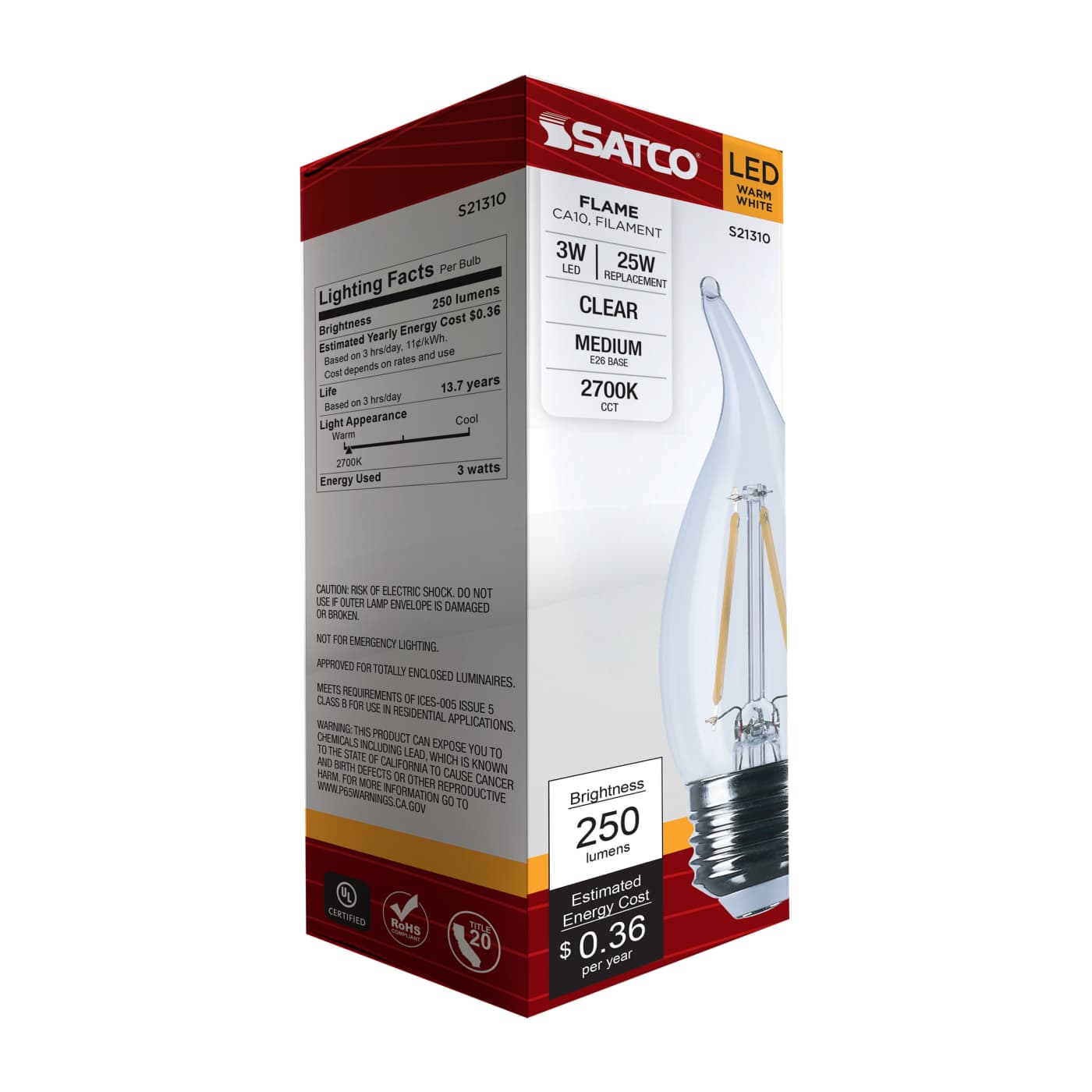 3CA10/LED/927/CL/120V/E26 - S21310