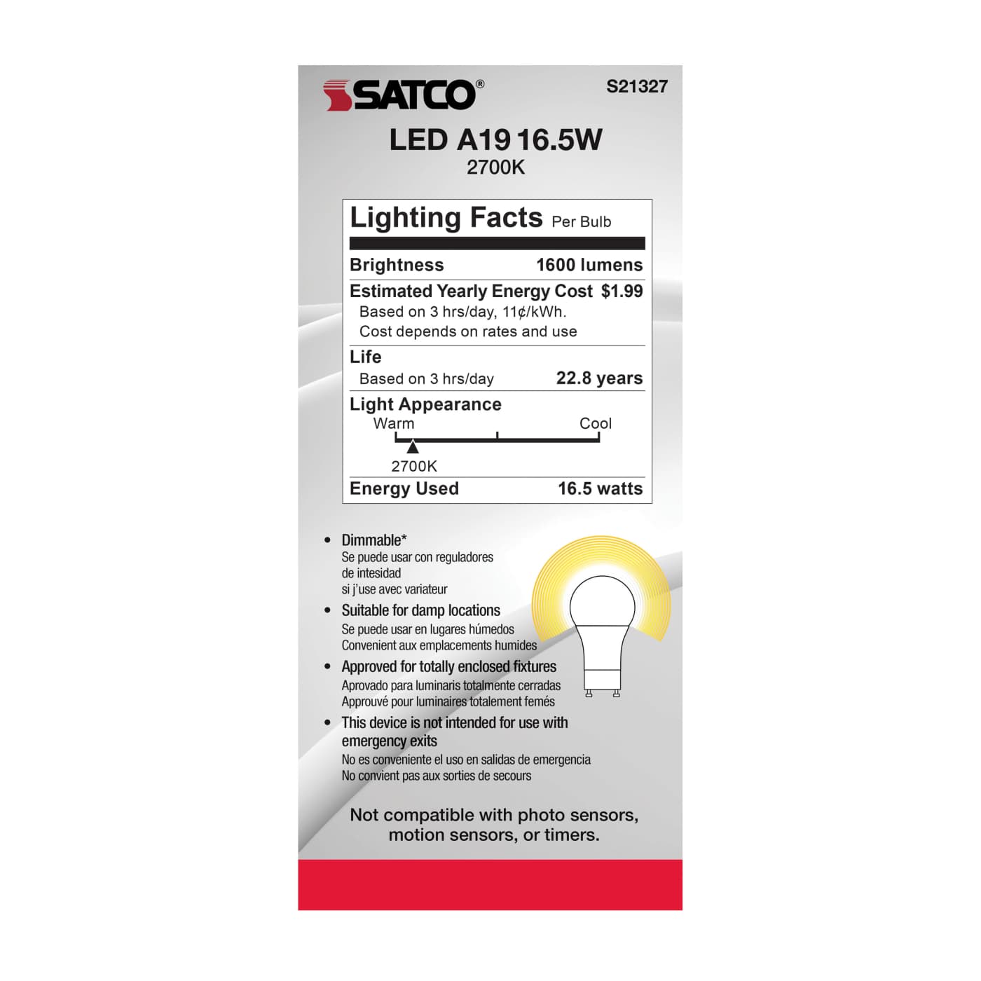 16.5A19LED/927/GU24/120V - S21327