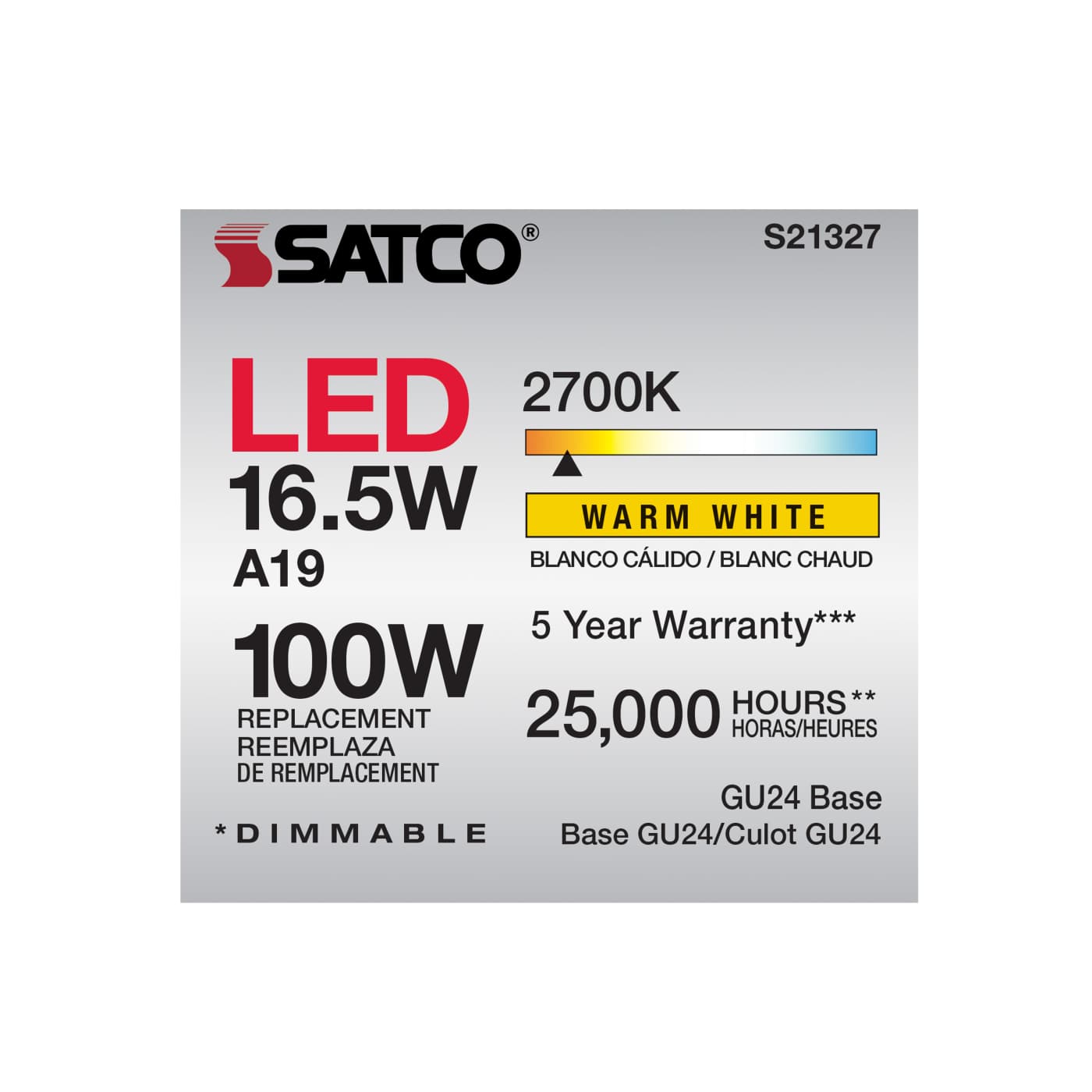 16.5A19LED/927/GU24/120V - S21327