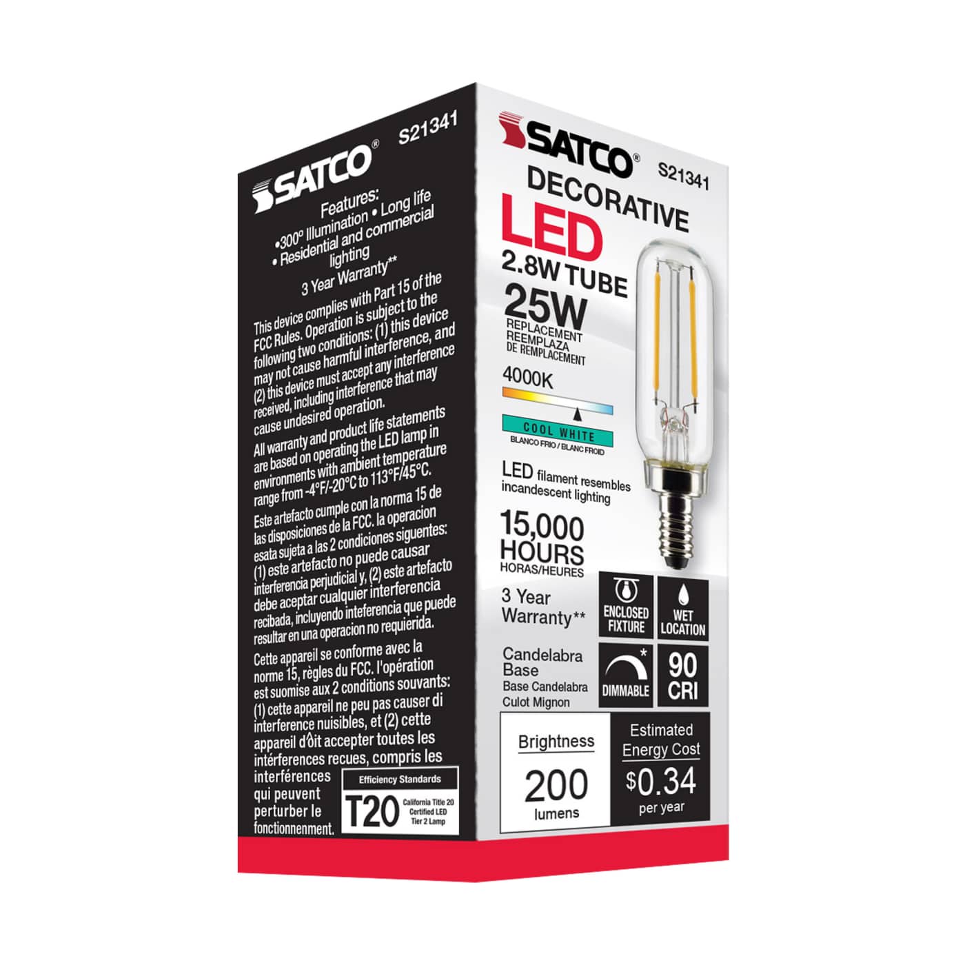 2.8T6/LED/CL/940/120V/E12 - S21341