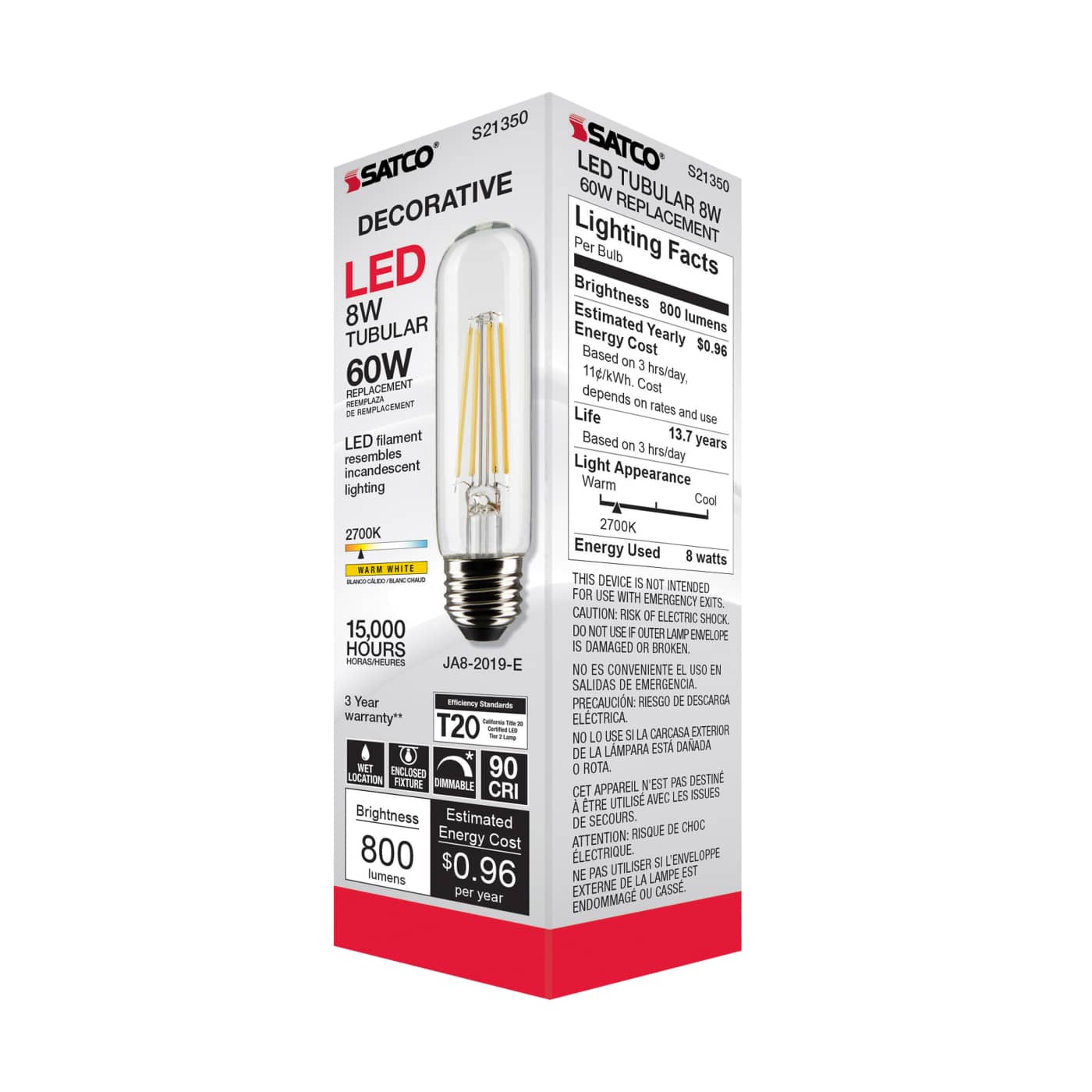 8T10/LED/CL/927/120V/E26 - S21350