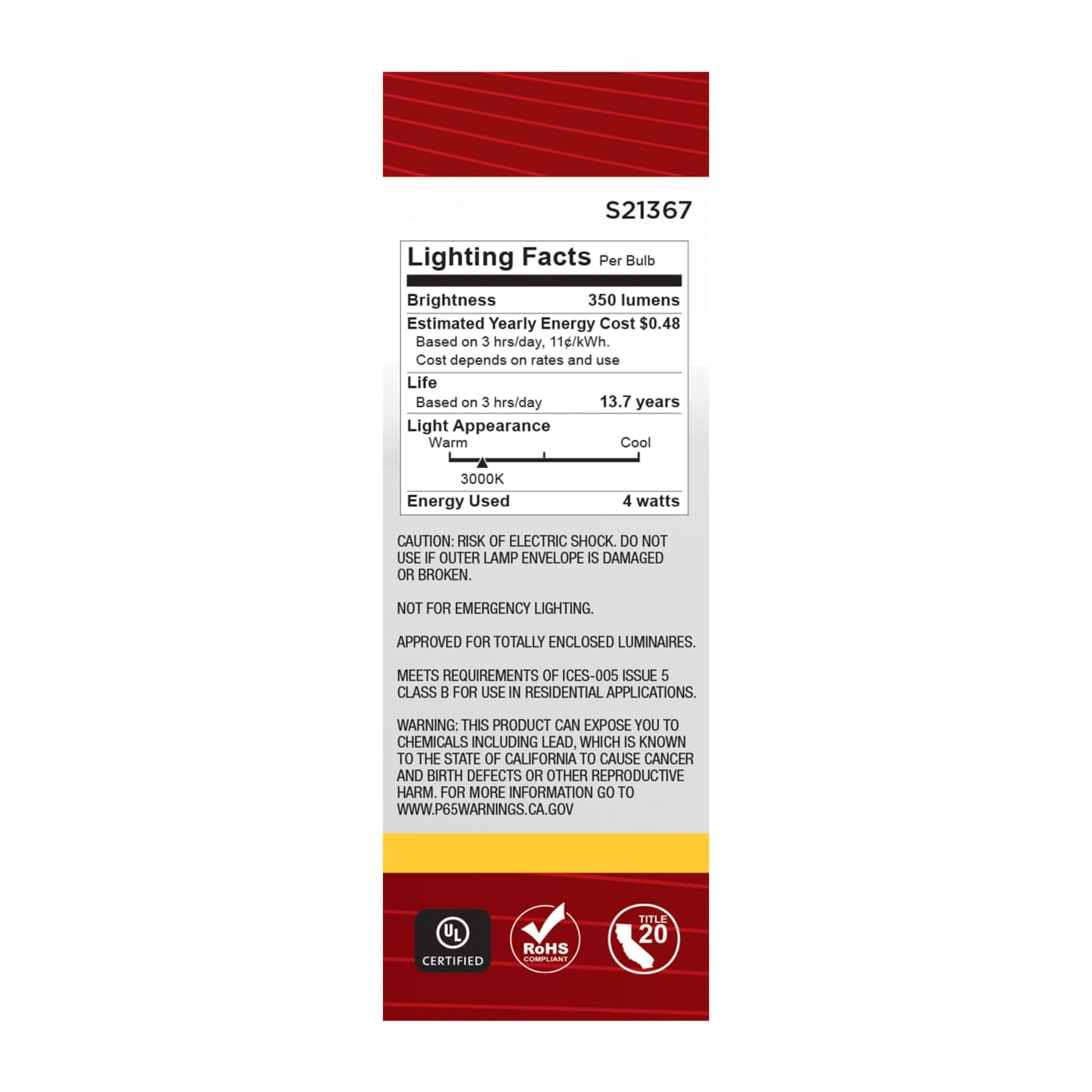 4B11/LED/930/CL/120V/E12/3PK - S21367