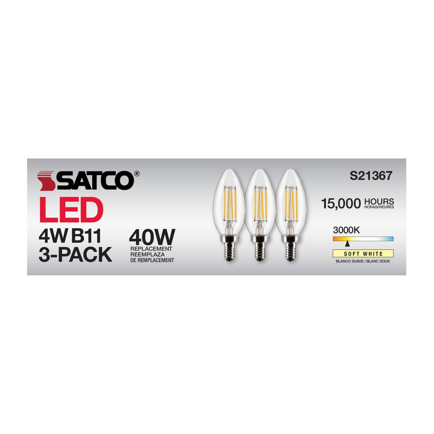 4B11/LED/930/CL/120V/E12/3PK - S21367