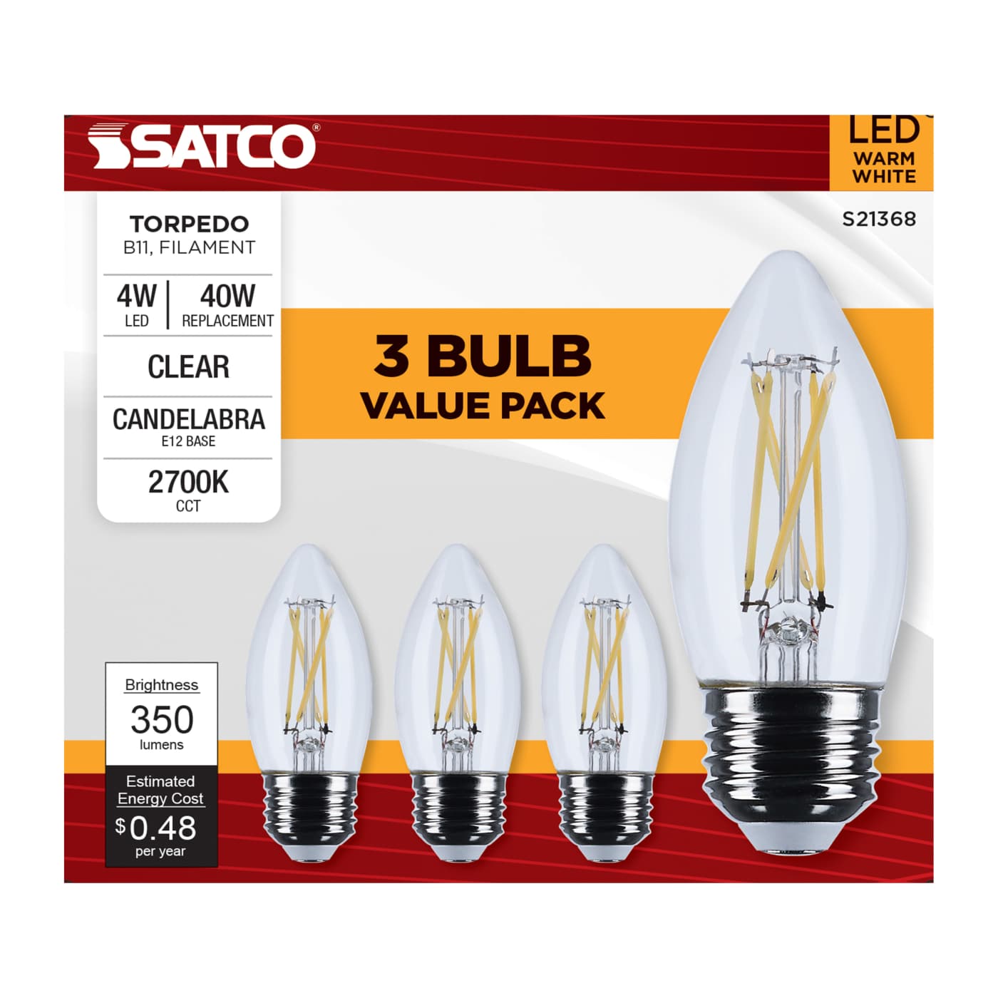 4B11/LED/927/CL/120V/E26/3PK - S21368