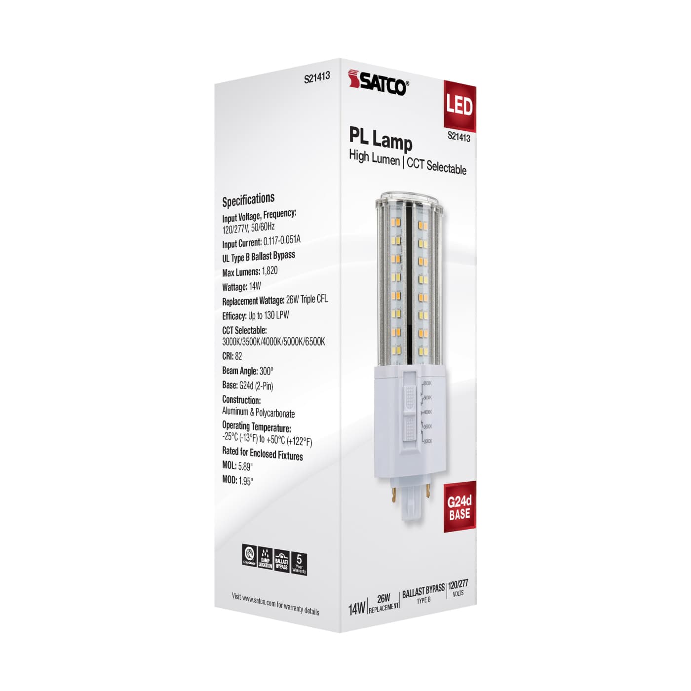 14W/PL/LED/HL/5CCT/G24 - S21413
