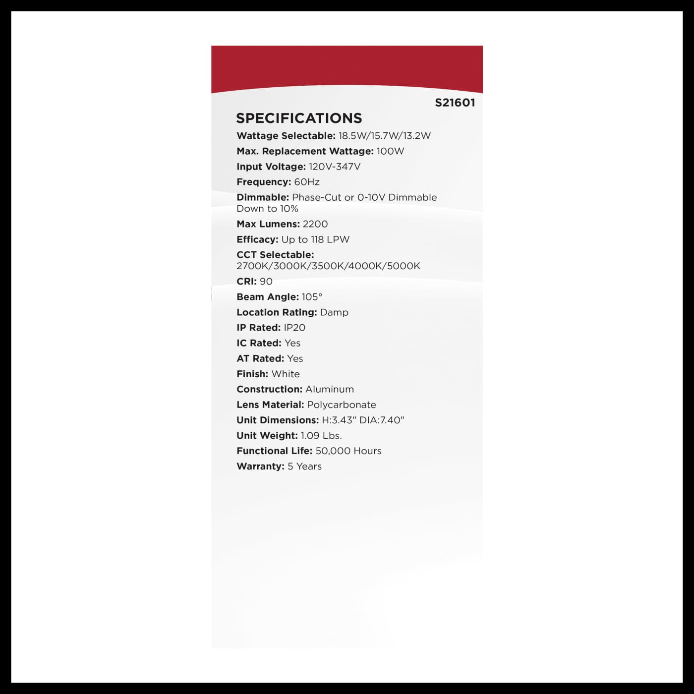 18.5W/CDL/6/120-347/FS/RND/DD - S21601