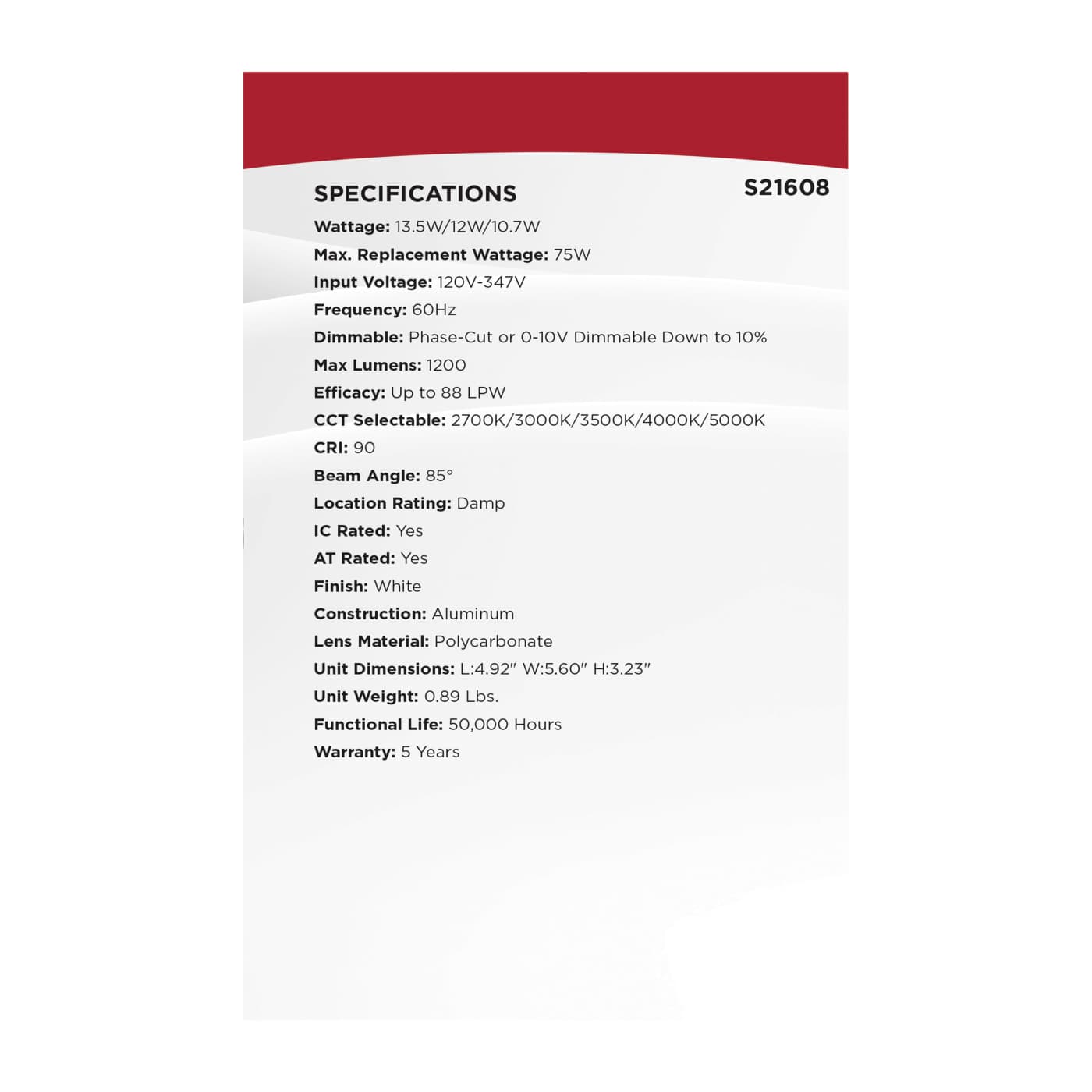 13.5W/CDL/4/120-347/FS/SQ/DD - S21608