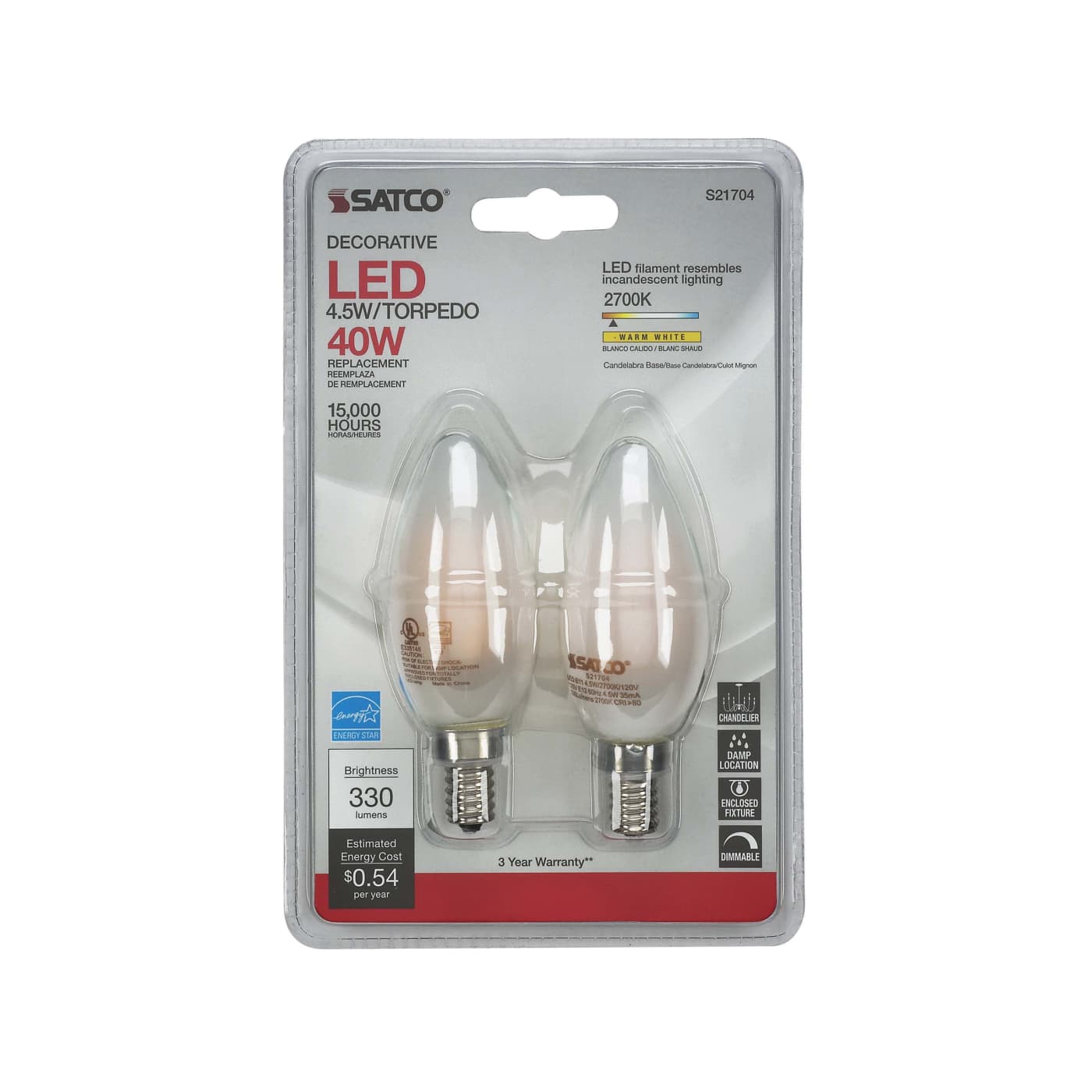 4.5W CTF/LED/27K/FR/120V/2CD - S21704