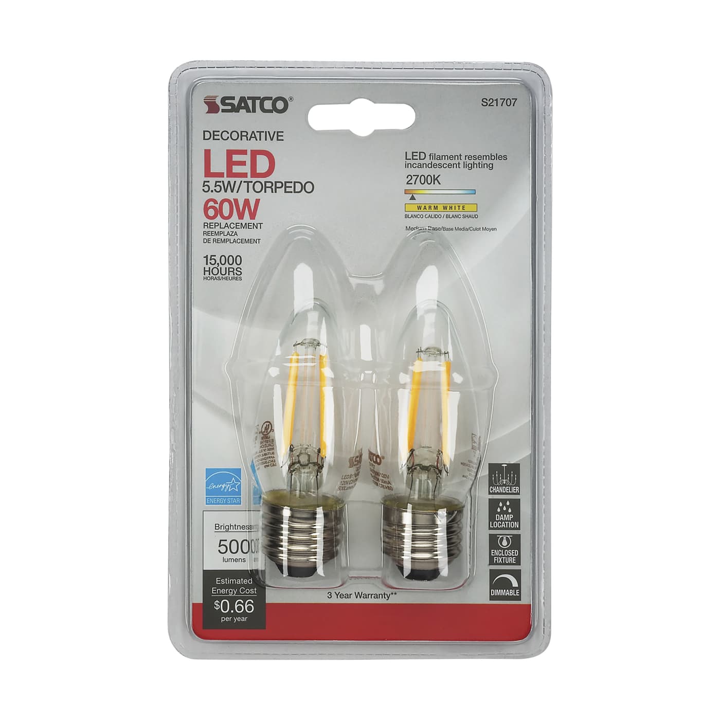 5.5W ETC/LED/27K/CL/120V/2CD - S21707