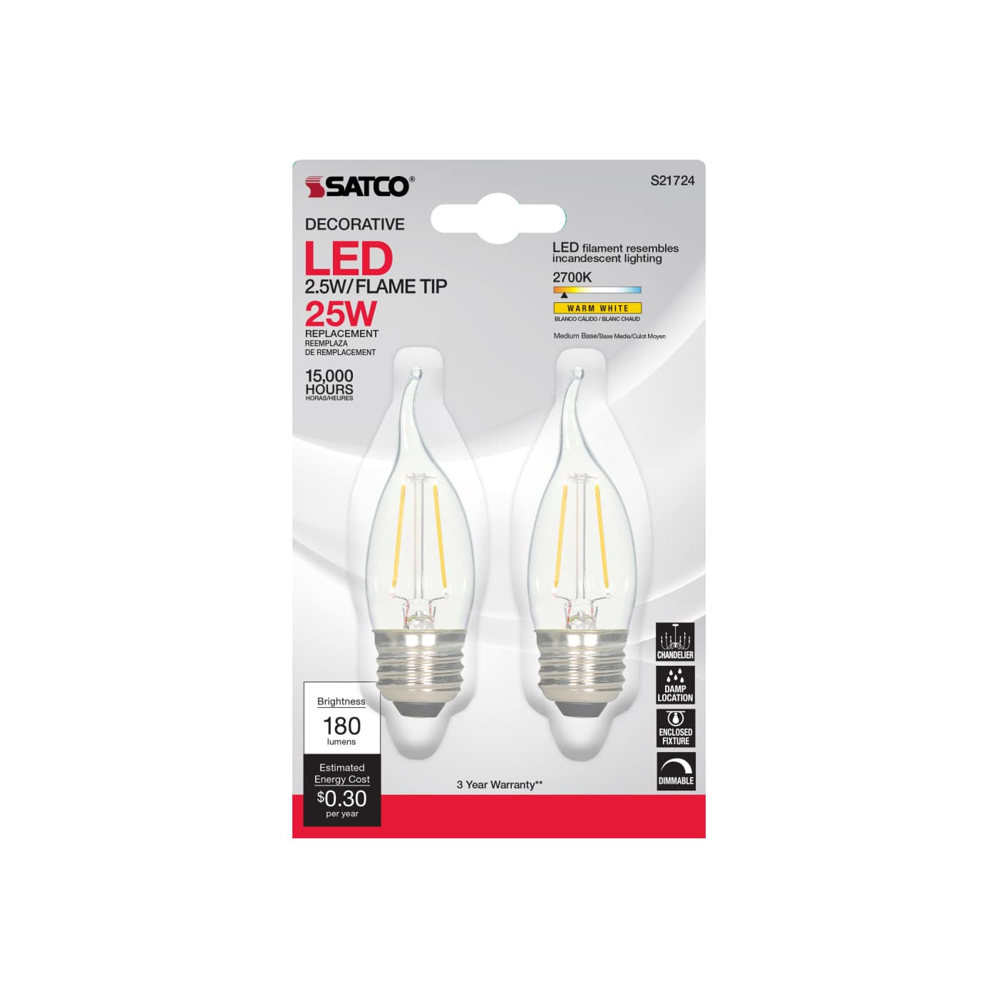 2.5W EFC/LED/27K/CL/120V/2CD - S21724