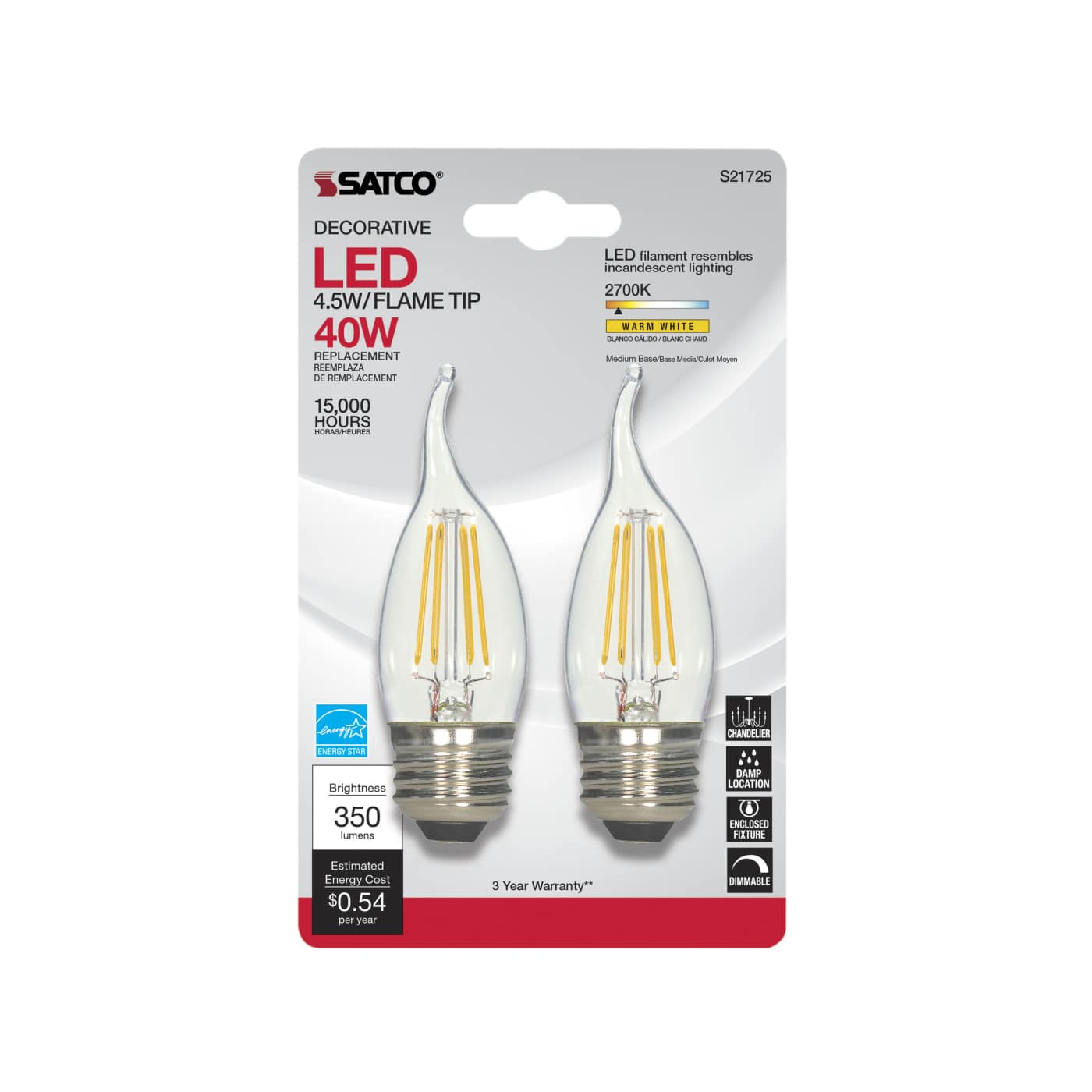 4.5W EFC/LED/27K/CL/120V/2CD - S21725